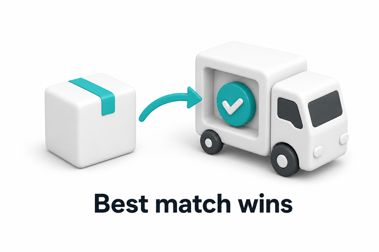Package matching to a truck with a checkmark for best match